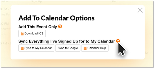 screenshot of add calendar sync window