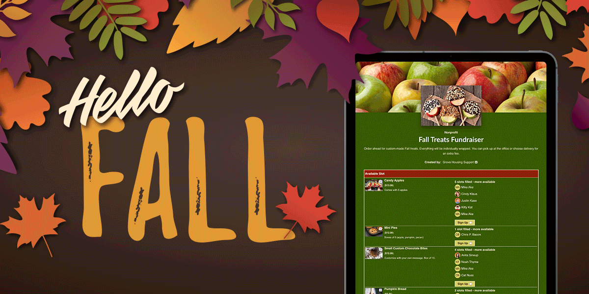 hello fall animated image with three sign ups cycling showing new designs