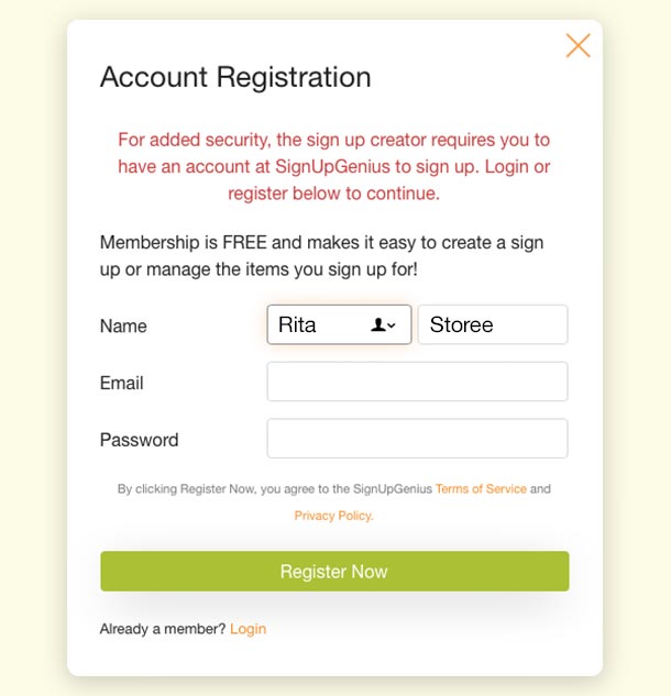 account registration required security feature