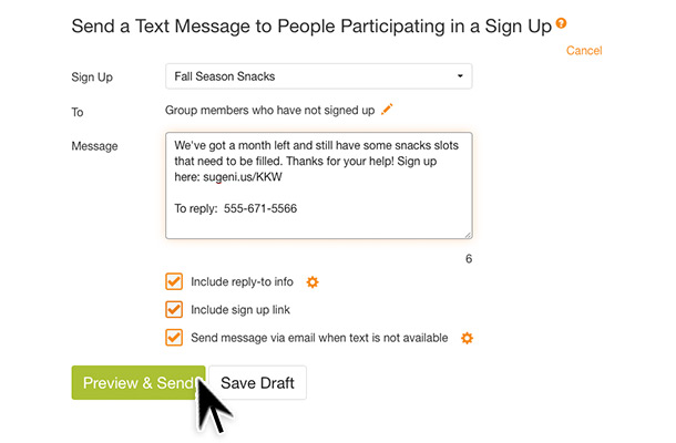 online sign ups text messaging updates faq how to guide features