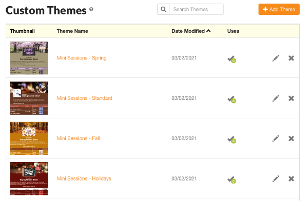 screenshot of custom themes