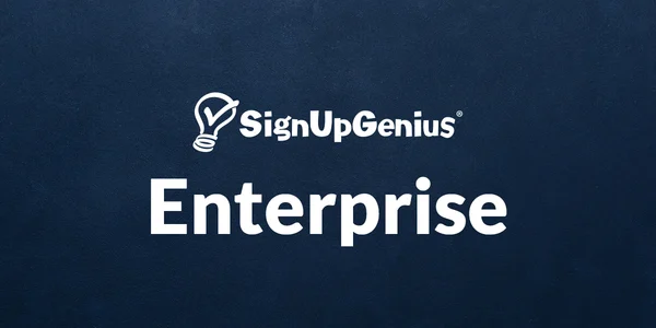 signupgenius enterprise logo on dark blue background