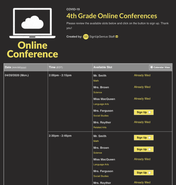online parent teacher conferences