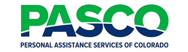 Graphic showing green and blue PASCO logo - Personal Assistance Services of Colorado