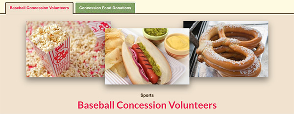 concession stand volunteers food donations tabbing