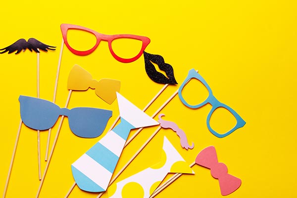 Photo Booth Props on Yellow Background
