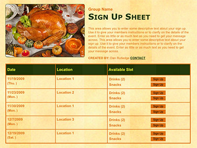 Thanksgiving or harves potluck classroom party volunteer sign up