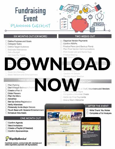 fundraising events planning checklist timeline printable ideas tips gala benefit dinner
