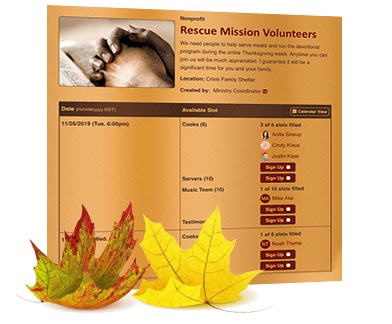 Thanksgiving Volunteer Sign Up