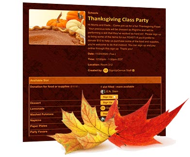 School Thanksgiving Party Sign Up
