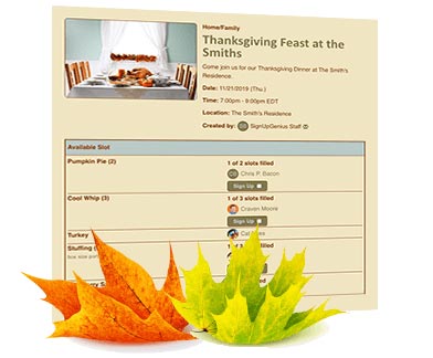 Thanksgiving Potluck Sign Up