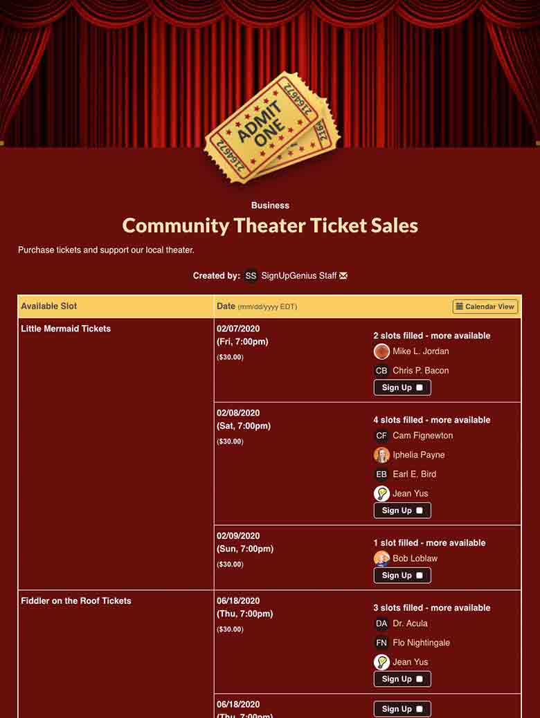 Sell Tickets for Plays and Musicals