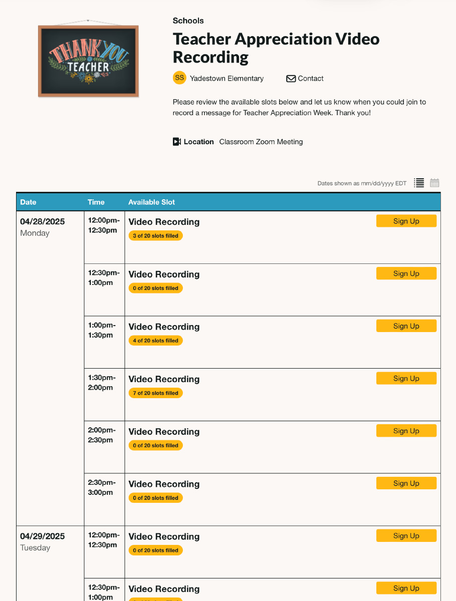 $2,500 Teacher Appreciation Giveaway - SignUpGenius