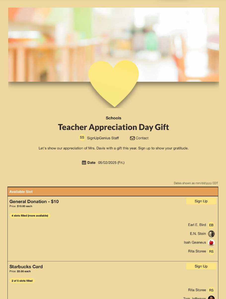 $2,500 Teacher Appreciation Giveaway - SignUpGenius