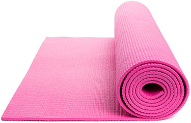rolled up pink yoga mat