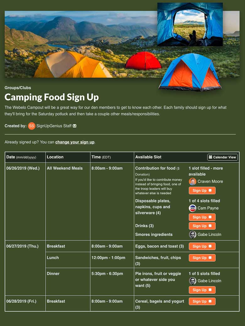Plan a Camping Trip