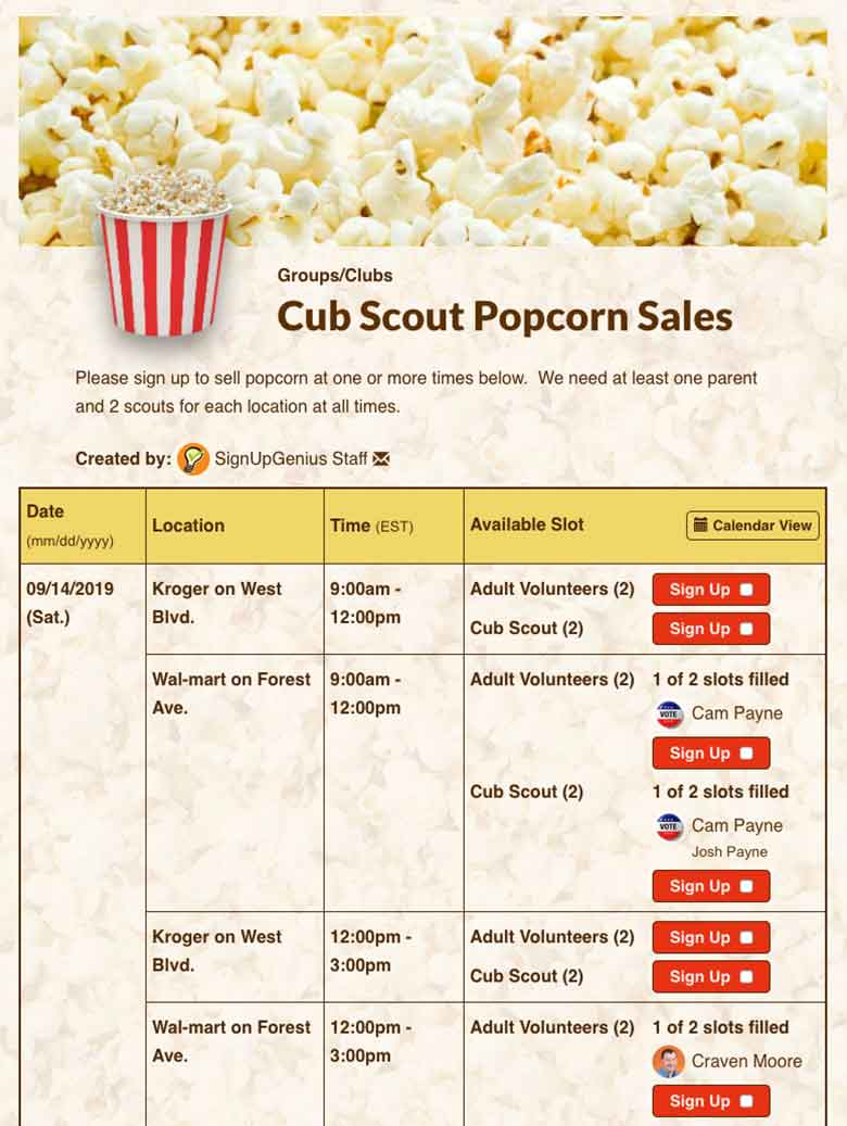 Manage Popcorn Sale Booths