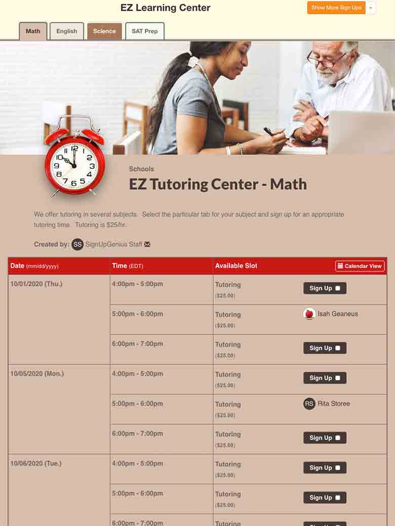 Manage Tutoring Appointments