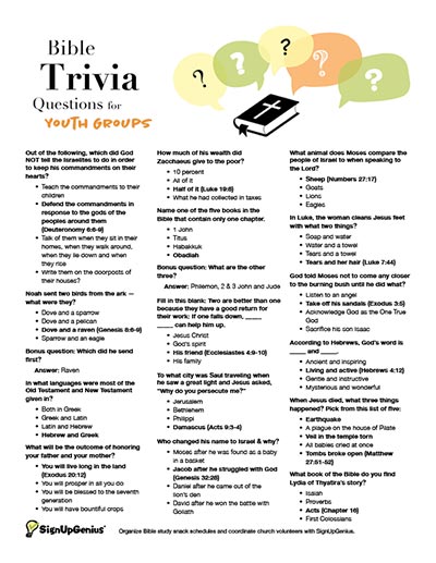 Bible Trivia Questions for Teens