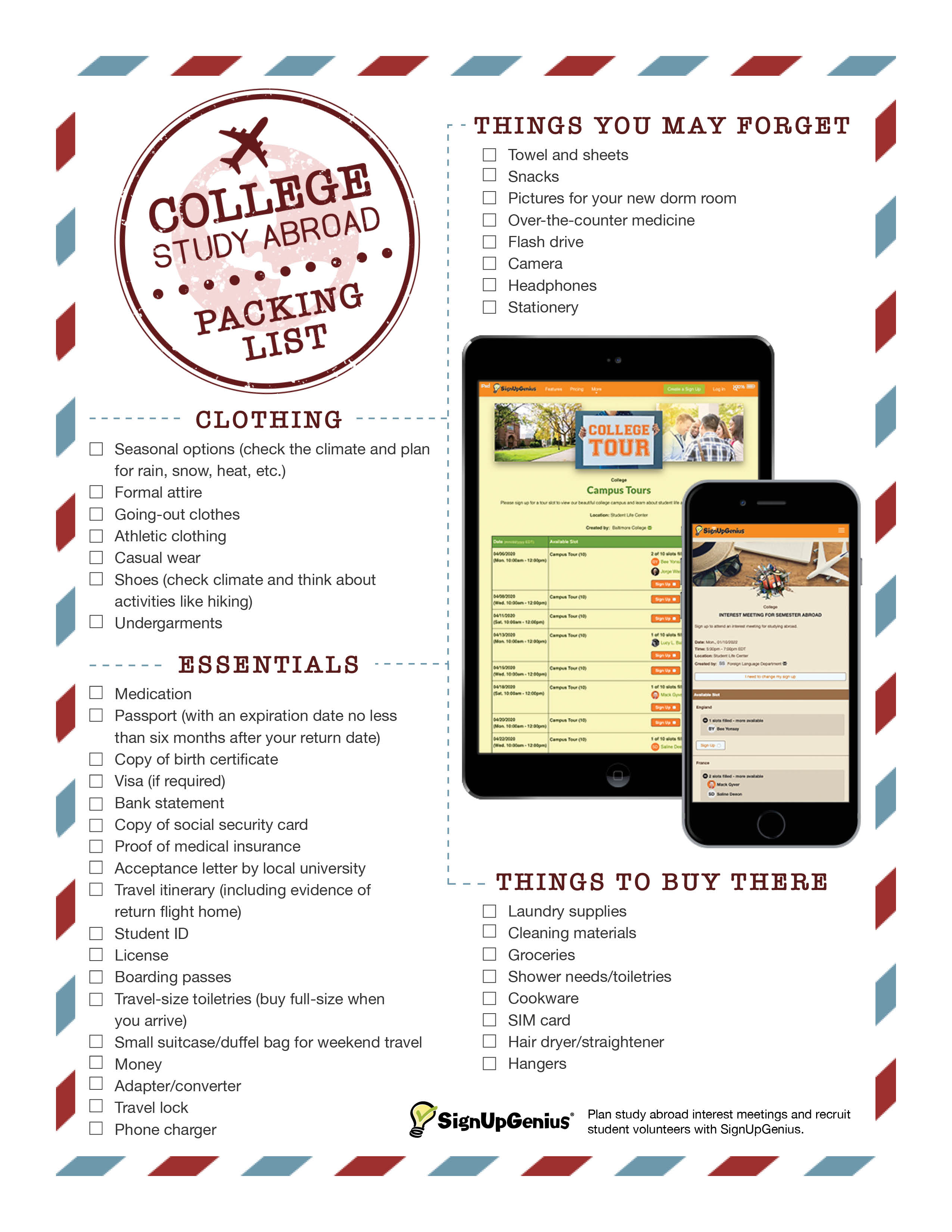 College Study Abroad Checklist