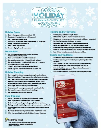 Holiday Planning Checklist