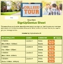 College Tour sign up sheet